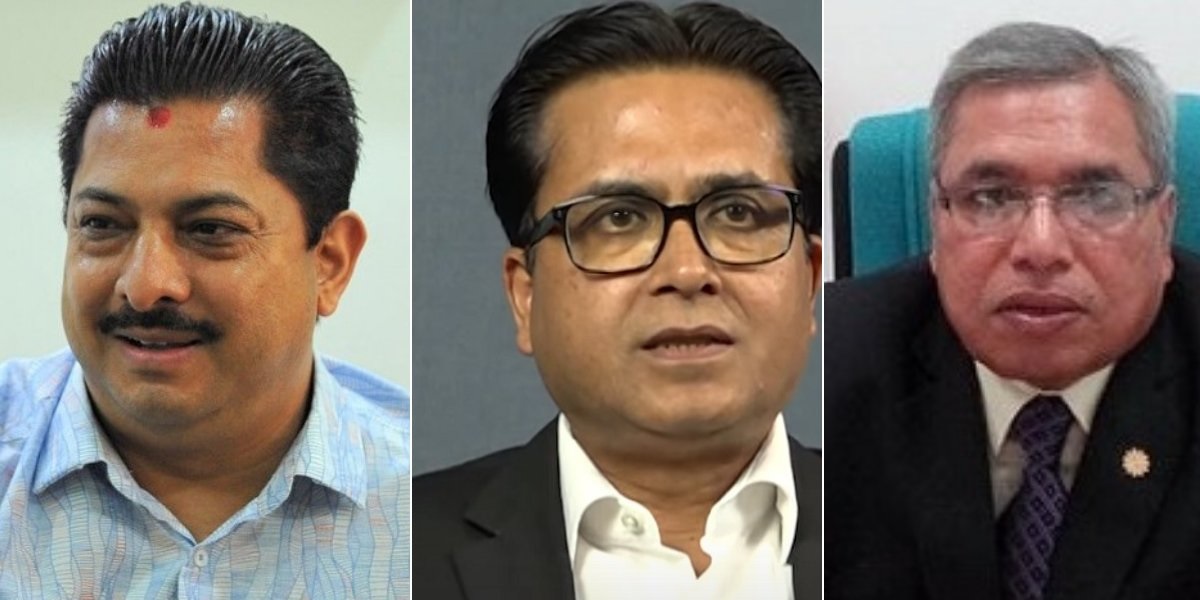 बायाँबाट क्रमश: अन्जन श्रेष्ठ, राजेश अग्रवाल र कमलेश अग्रवाल